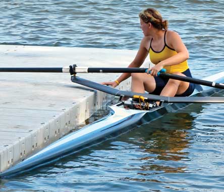 Rower launching from a 1000 series floating dock