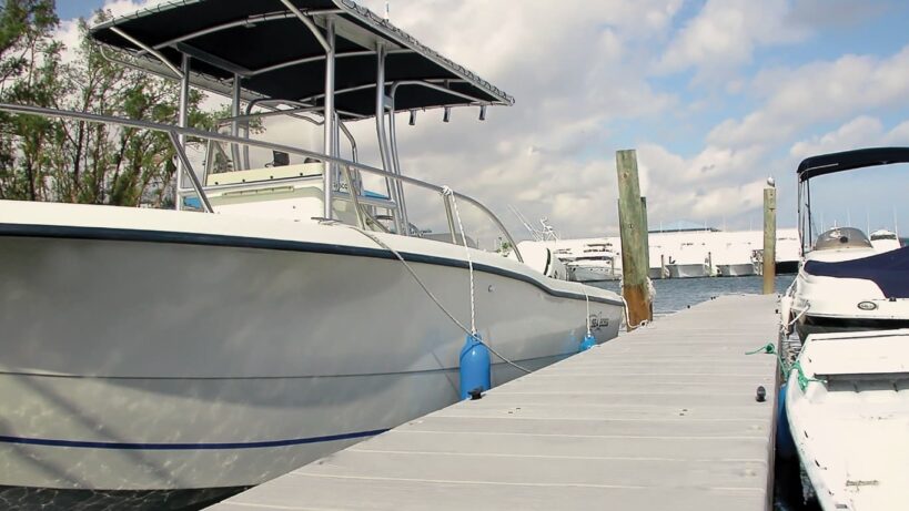 Fishing boats moored to a 2000 Series Floating Dock System