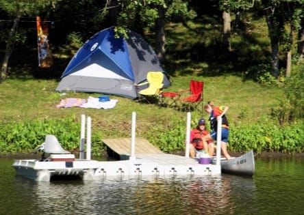 A day at the lake camping by a dock