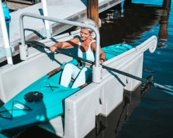 Women using a kayak launch