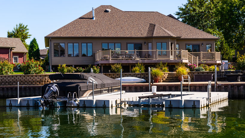 Home with a large floating dock system